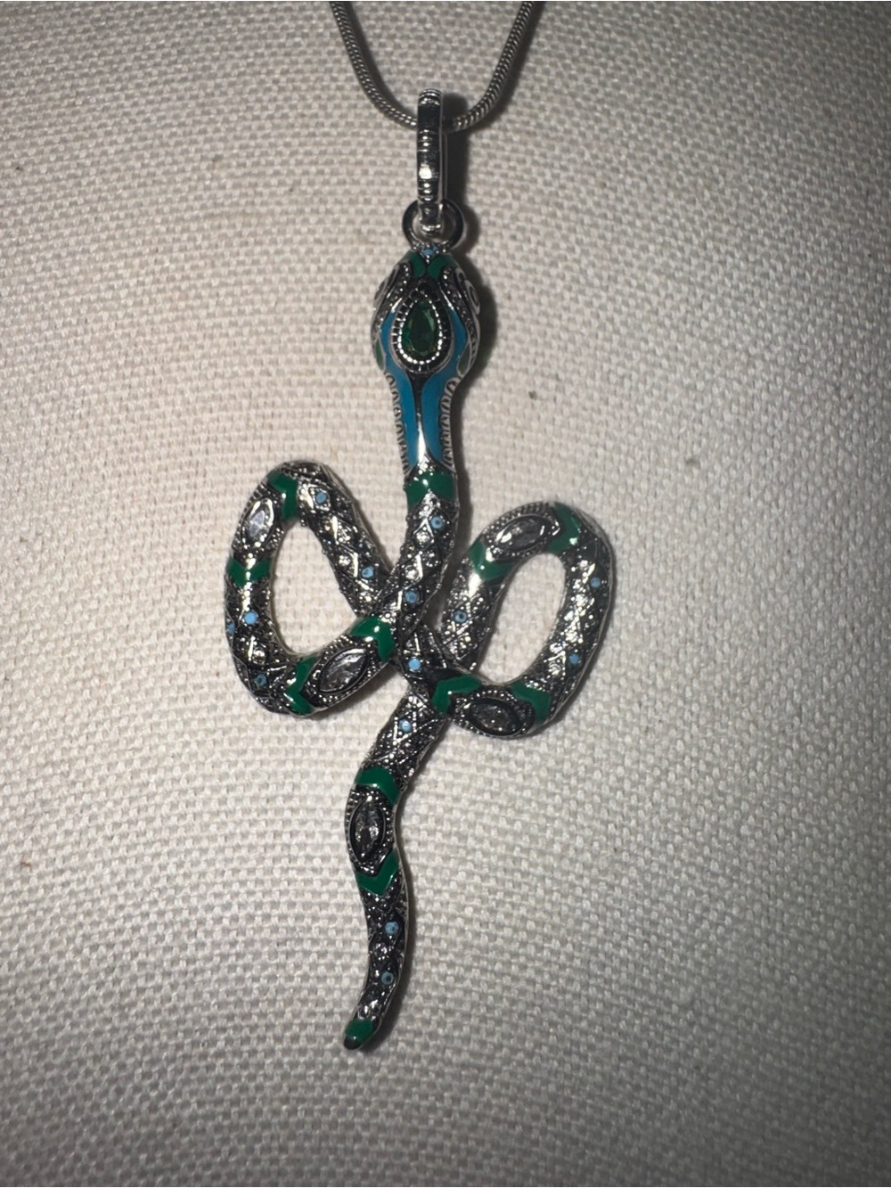 Thomas Sabo Sterling Silver Enameled Snake Pendant Necklace Set 925